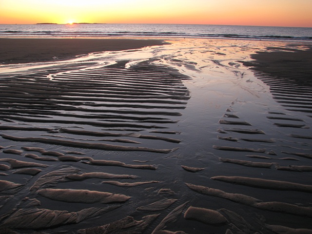 Coastal Maine sunrise, beach, sand
