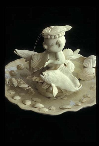 Porcelain Fountain "Flounder Fishing"