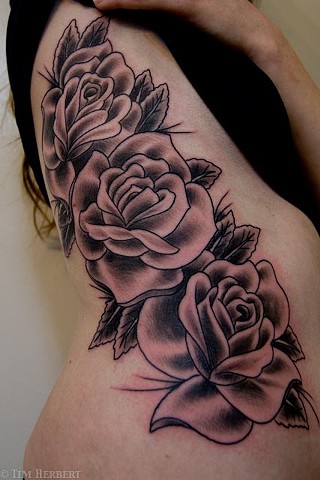 Roses on Ribs Tattoo
