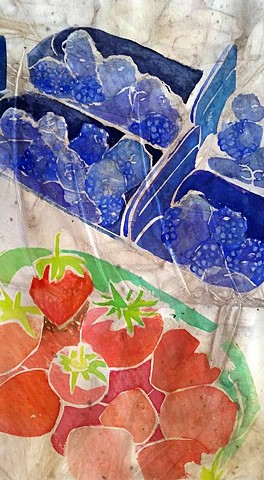berries, blueberries, strawberries, french market, paris watercolor, eco dye