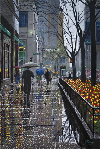 "Spring Rain on Michigan Avenue"