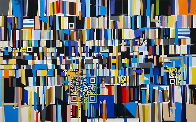 Kyle Trowbridge QR code paintings art. geometric painting. abstract painting.