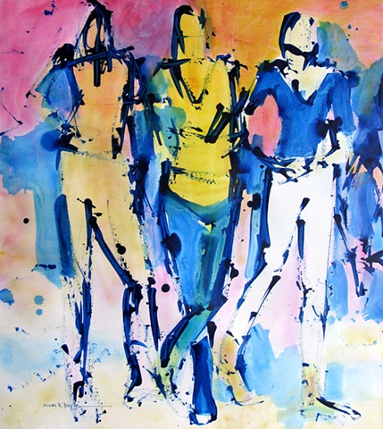 Abstract Figurative Art. Artist News. Abstract reality. contemporary, modern, abstract, figurative, models, dancing, cowboy boots, music, expressionism