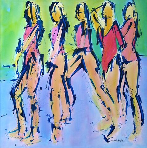 abstract figurative art by susan k boyle - five figures in motion
