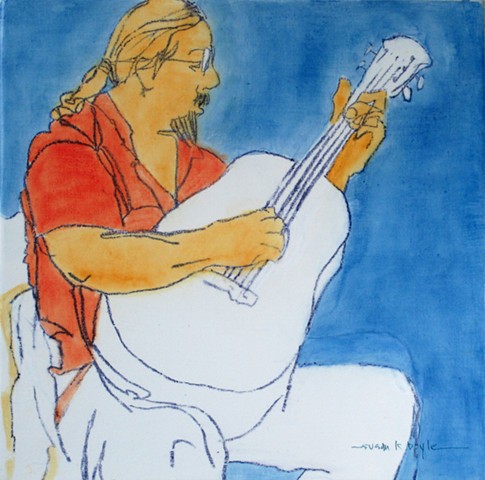 tiny painting, figurative, guitar, musician, modern, contemporary, singer, music