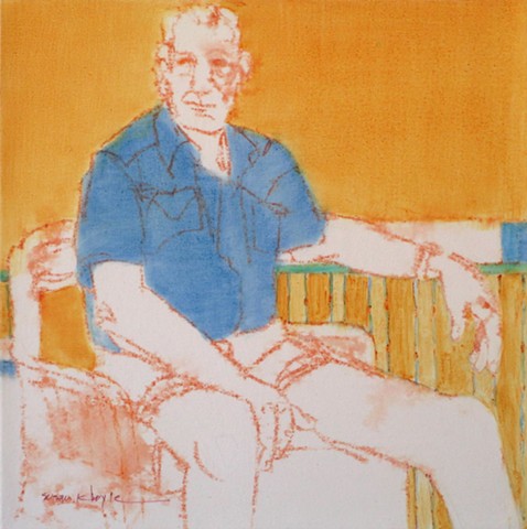 small painting, figurative, contemporary, Bonnard, seated man