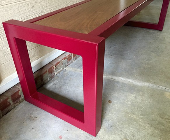 Custom steel and wood furniture. Bench. Fabrication. 