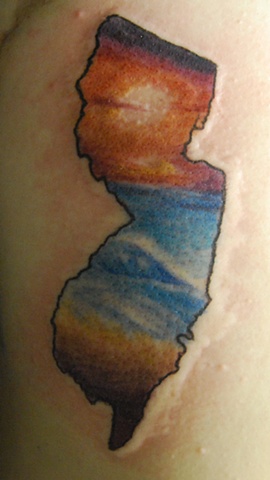 Jersey shore sunset tattoo by dave zobel caspiant tattoo lynchburg virginia