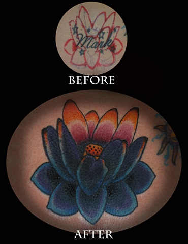 david zobel coverup tattoo with color lotus