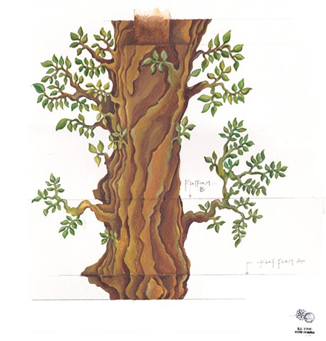 hand-painted tree elevation