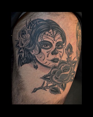 Day of the Dead Lady; Black and Gray