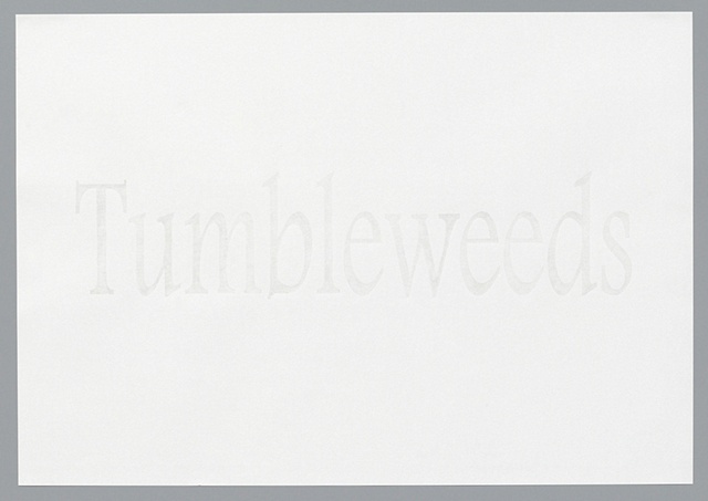 text pencil drawing "Tumbleweeds" by artist Joe Hardesty