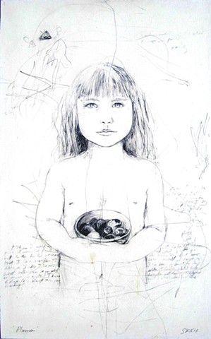  children's portraits,contemporary art, figure art, drawings, drawings of children
