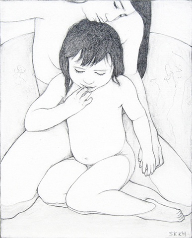 Portrait, figure art, drawings, mother and child portraits, mother and child art