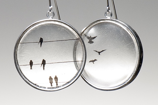 sterling silver resin birds 