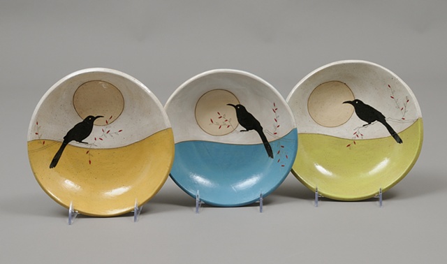 bowls with birds