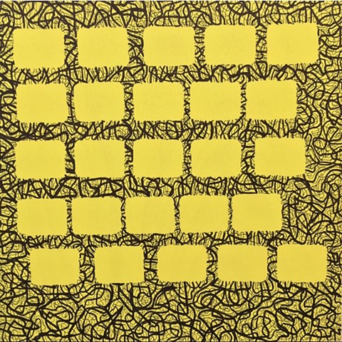 25 Citrus Blocks On Black/Yellow Scribble Field