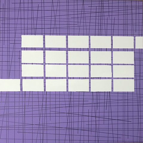 22 White Blocks On Purple Grid