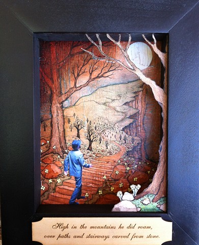 Into the Moonlight is a new narrative series and book by Jeffrey Schweitzer. These beautifully crafted shadow box pieces are a combination of painting, drawing, sculpture and photography.