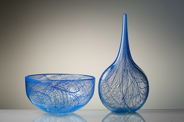 Glass sculpture and bowl