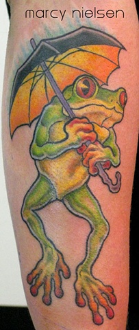 frog umbrella tattoo