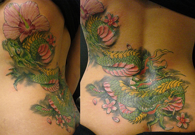 Dragon with flowers