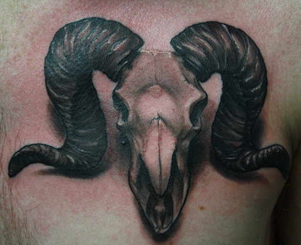 Ram Skull Eric James Tattoo