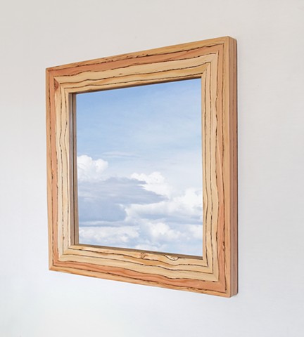 Engineered wood mirror frame made with LVL, designed and handmade by Andrew Traub