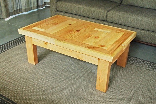 Salvaged wood coffee table made from reclaimed pine and fir, handmade by Andrew Traub.