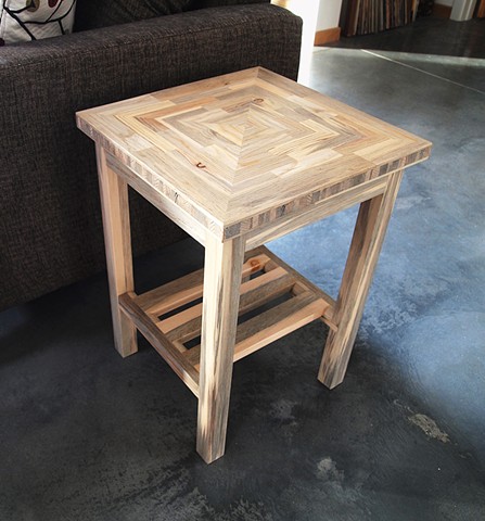 End table chair side table made from beetle kill blue pine, 22" high.