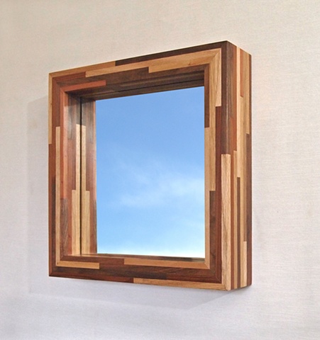 Modern wood mirror, handmade frame using sustainable materials, custom sizes by Andrew Traub, Andy Traub