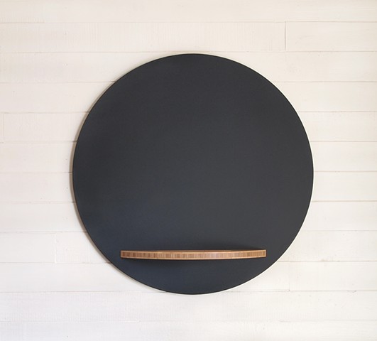 Handmade Modern Chalkboard Round with Bamboo Tray, chalkboard circle with tray, hanging chalkboard