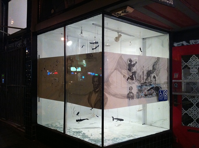"Harpooned" is an installation at the ATA Window Gallery in San Francisco. 