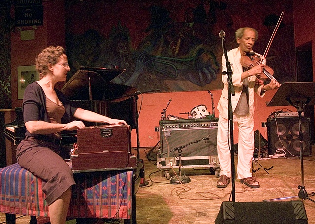 Jazz pianist Myra Melford and jazz violinist Leroy Jenkins at the Hot House, a Chicago jazz club