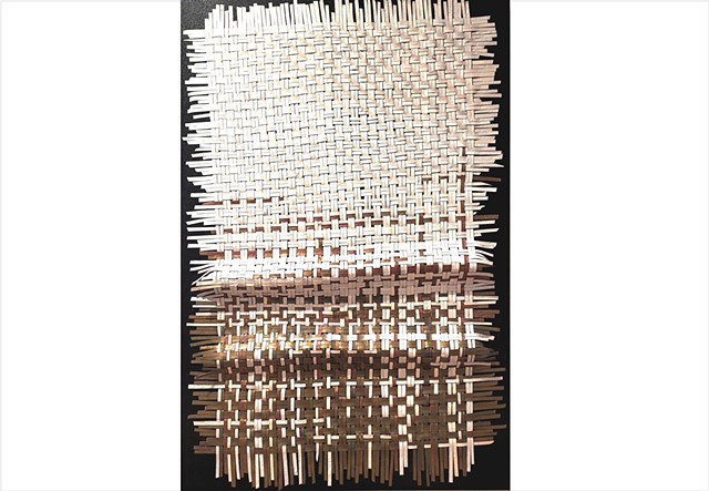 Striking golden bronze and white paint tapestry by Julee Latimer