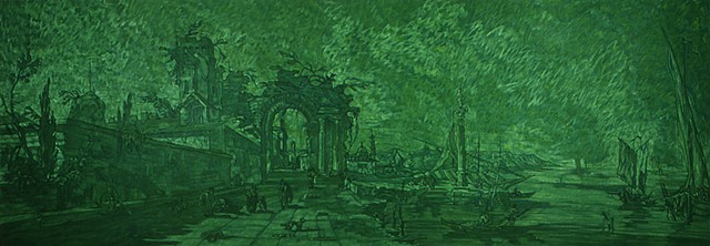 Fantasy Landscape (cadmium green, long) Source: Cappriccio, Francesco Guardi, 1760s, Metropolitan Museum of Art, New York
