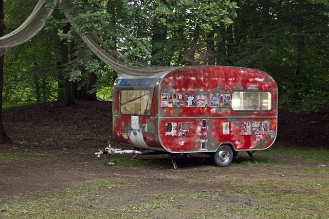 Installation entitled "MON CHERI, A Self Portrait As A Scrapped Shed"  by Shinro Ohtake in Kassel's Karlsaue Park, Documenta 13