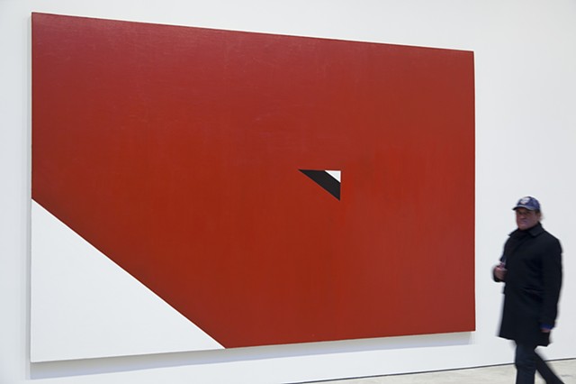 "Upside Down Triangle", 1966, from the series "Alphbet Paintings by Al Held at Cheim and Read gallery, New York.