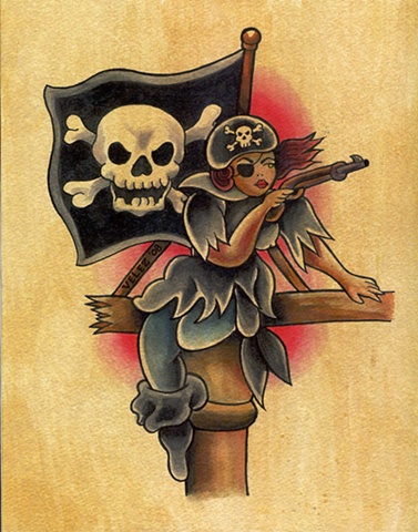 Pirate Girl redrawn from Bert Grimm stencil (SOLD)