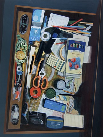 Painting of a desk drawer by Jordan Buschur