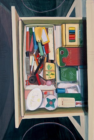 Painting of interior of a drawer by Jordan Buschur