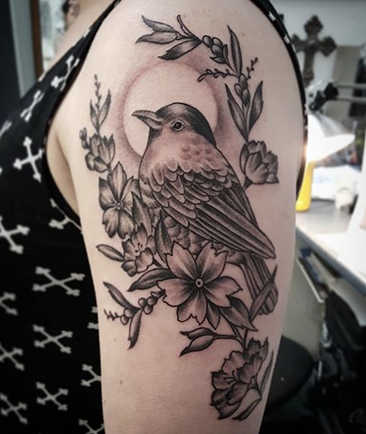 Merle Bird Tattoo by Sandra Bubrul