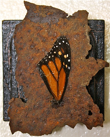 monarch wing art found object art recycled environmental