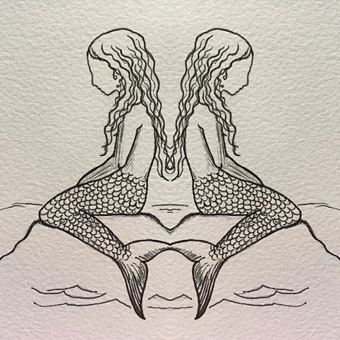 Ink on Paper. mermaids