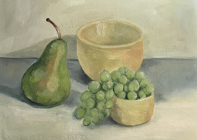 Pear, Grapes and Bowl