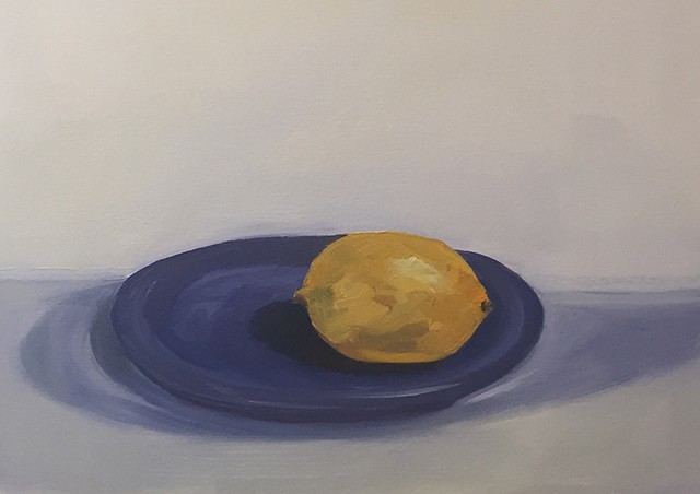 Lemon on Blue Plate