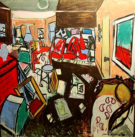 Interior, University Road, Boatyard painting,1990
