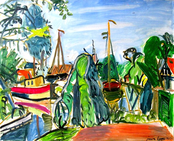 Oil painting of The Boatyard of Edam is one of the first of this series