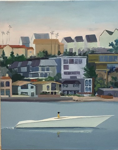 Newport Beach, Beach painting, yacht, boat, maritime, surfer, boat painting, Southern California, corona Del Mar