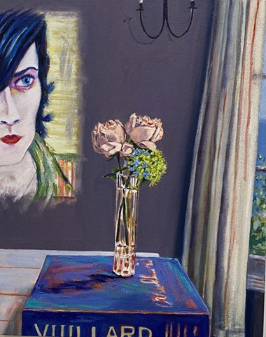 Flowers in a vase, Art studio Los Angeles, still life painting of flowers, California art, floral design Los Angeles, California lifestyle, orchid arrangement, interior styling, Magritte, California interior design, French still life,  Monet, dayinthecoun